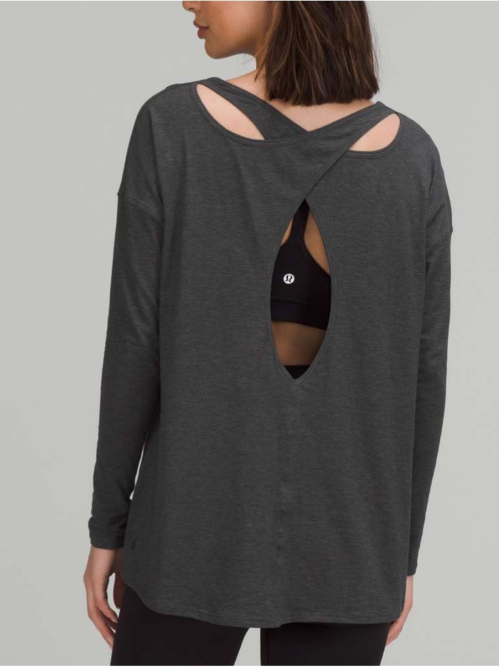 NWT $ 68 Lululemon Back Into It Long Sleeve Shirt Heathered Black